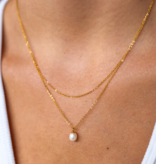 Alco Pearl Diver Petite Necklace- Gold