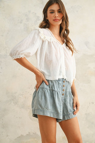 Lily Lace Detailed Blouse- Off White