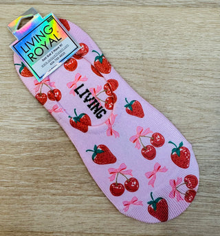 Strawberries & Bows Liner Socks