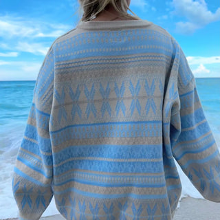 Aspen Ski Winter Sweater- Blue Snowflake