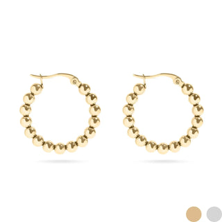 18k Gold PVD Stainless Steel Circle Ball Hoop Earrings