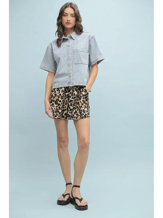 Laura Boxy Denim Button-Up Shirt- Light Denim