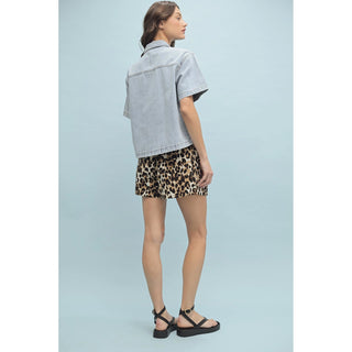 Laura Boxy Denim Button-Up Shirt- Light Denim
