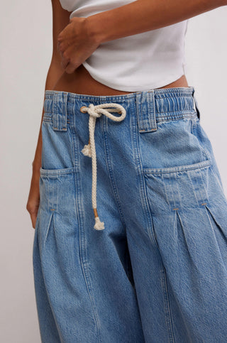 Free People Margo Wide Leg Barrel Pull On Jeans