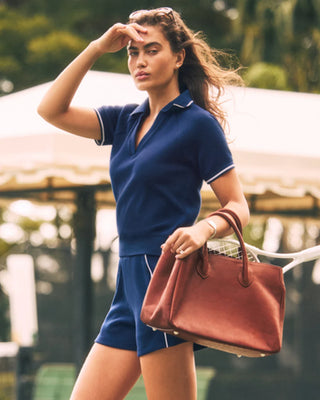 SPANX AirEssentials® Pique Polo Top - Timeless Navy