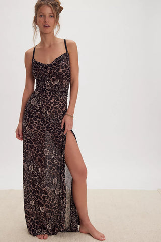 Concrete Jungle Maxi Slip Dress- Black Combo / Free People