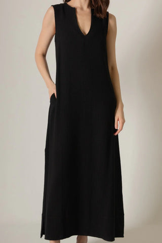 Emma Black Linen Maxi Dress