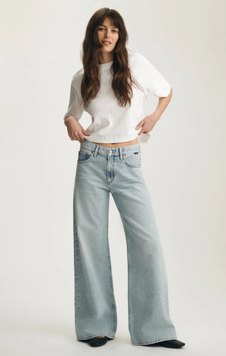 Sandy Wide Leg Jeans Low Rise | Bleached Classic Denim