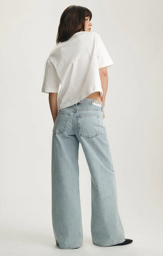 Sandy Wide Leg Jeans Low Rise | Bleached Classic Denim