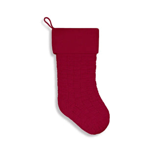 Chunky Checkered Knit Christmas Stockings Red