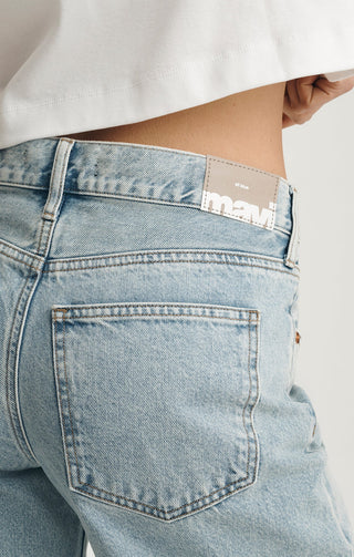 Sandy Wide Leg Jeans Low Rise | Bleached Classic Denim