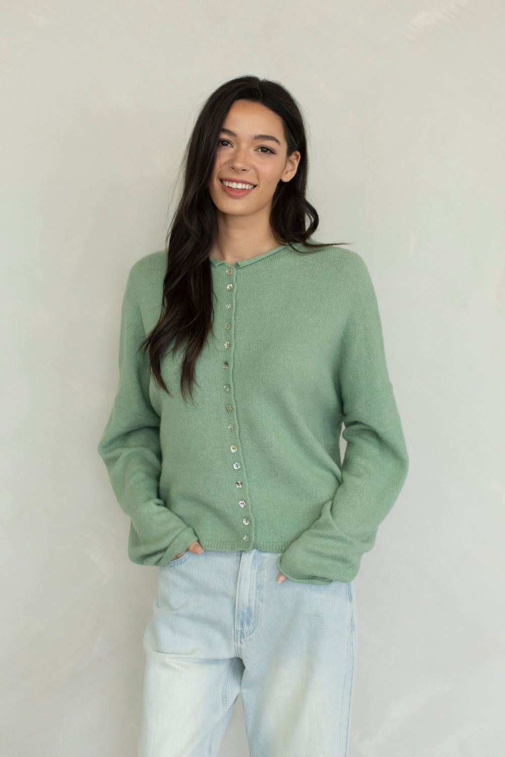 Mismatch Buttons Piper Cardigan // Matcha – Ama La Vita