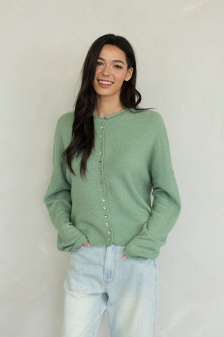 Mismatch Buttons Piper Cardigan // Matcha