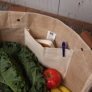 Goods and Provisions Large Burlap Shopping Bag