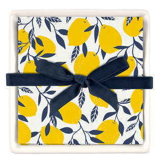 Ceramic Napkin Tray + Napkins - Lemons