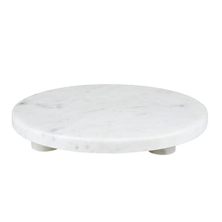 White Marble Footed Tray - 10" Diameter
