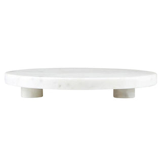 White Marble Footed Tray - 10" Diameter
