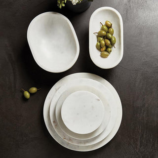 White Marble Footed Tray - 10" Diameter