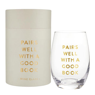 Pairs Well with A Good Book Stemless Wine Glass