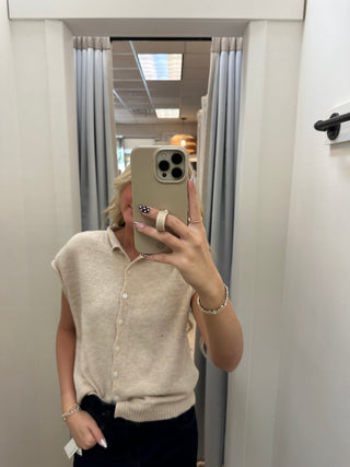 Piper Vest Cardigan - Natural