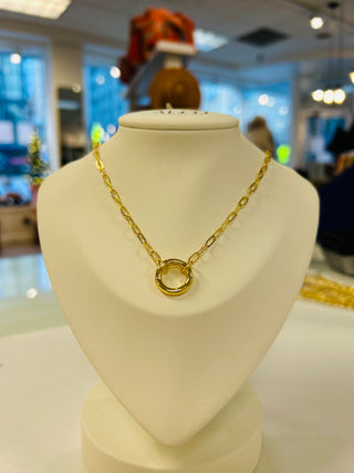 Small Gold Paper Link Chain Charm Necklace