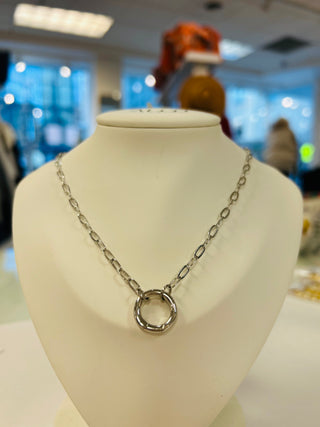 Small Silver Paper Link Chain Charm Necklace