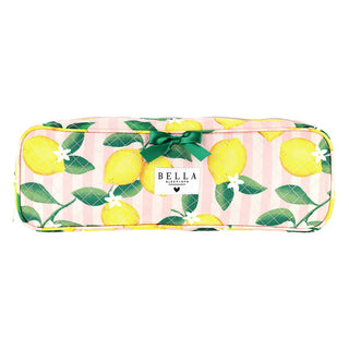 Pink Stripes + Lemons Quilted Hair Tool Bag