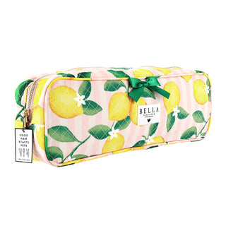 Pink Stripes + Lemons Quilted Hair Tool Bag