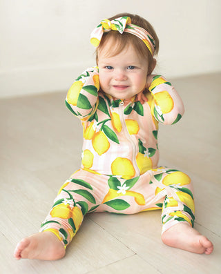 Pink Stripes + Lemons Cozy Romper