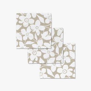 Big Tan Flowers Luxe Washcloth Set/ Geometry Towels