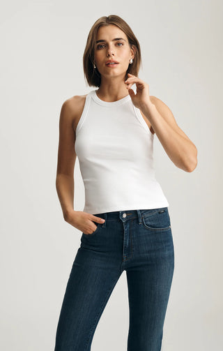 Mavi Stella Ribbed High Neck Tank Top White