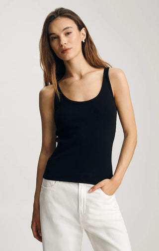Mavi Ribbed Scoop Neck Tank Top Black