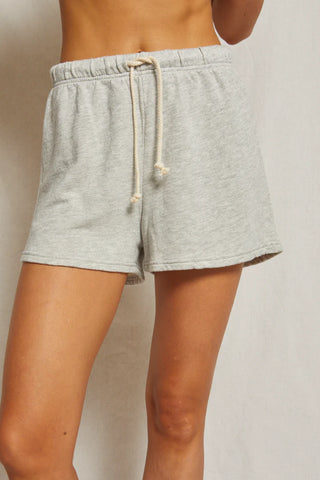 Layla French Terry Sweat Shorts / Heather Grey / Perfect White Tee