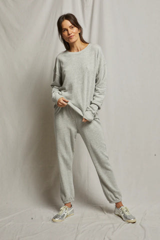 Tyler French Terry Pullover Sweatshirt/ Heather Grey/Perfect White Tee
