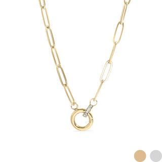 Paperclip CZ Carabiner Necklace
