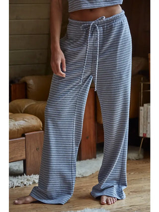 Sunday Lounge Striped Pants - Grey Blue