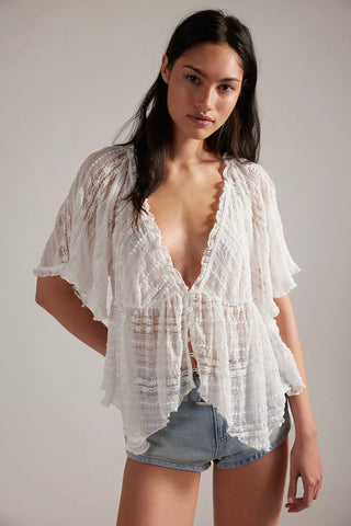 Free People In Your Dreams Lace Top - Clean Ivory
