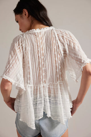 Free People In Your Dreams Lace Top - Clean Ivory