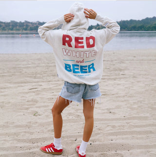 Red White and Beer Hideout Hoodie - Pebble Heather