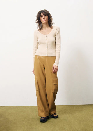 Ainoa Creme Button Down Sweater