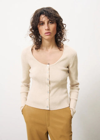 Ainoa Creme Button Down Sweater