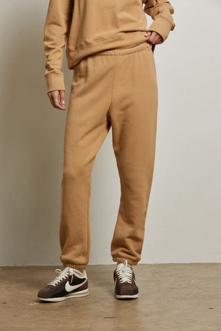 Stevie Cotton Fleece Sweatpant - Suede | Perfect White Tee