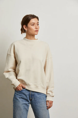 Blake French Terry Oversized Crew Sweatshirt - Sugar | Perfect White Tee
