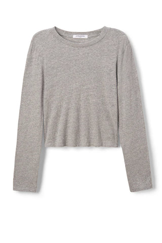 Jamie Recycled Cotton Long Sleeve Crew - Heather Grey | Perfect White Tee