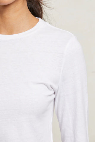 Jamie Recycled Cotton Long Sleeve Crew - White | Perfect White Tee