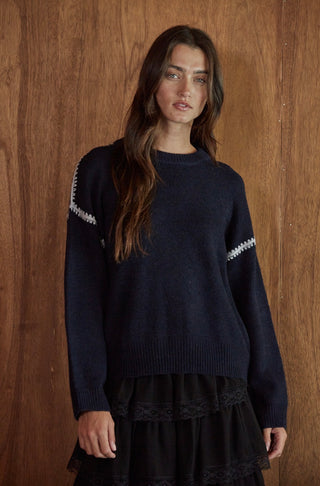 Manon Whipstitch Sweater Dark Navy