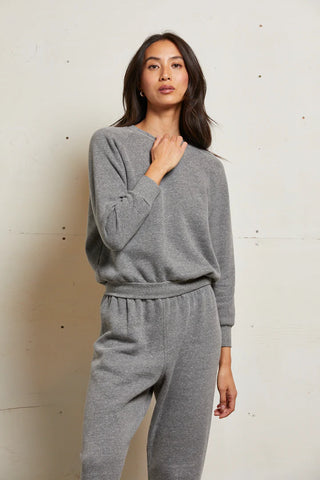 Lennon Fleece Long Sleeve Sweatshirt - Dark Heather Grey | Perfect White Tee