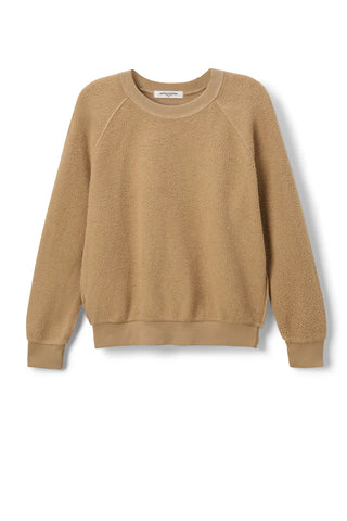 Ziggy Inside Out Cotton Fleece Bracelet Sleeve Shrunken Crew - Suede | Perfect White Tee
