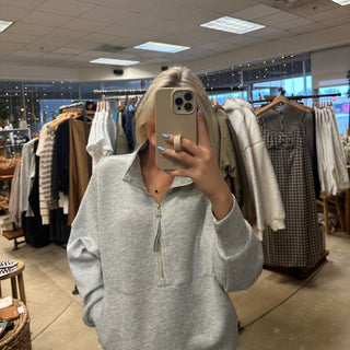 Mabel Butter Quarter Zip Sweatshirt - Heather Grey