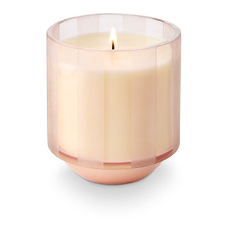 Pink Pine Etched Striped Glass Candle